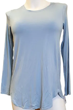 Arianne Marie Solid Round Neck Top, Light Blue (7453)