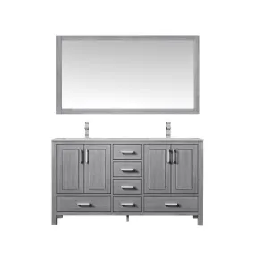 Jacques 60 Distressed Grey Double Sink Vanity Set with White Carrara Marble Top | LJ342260DDDSM58F