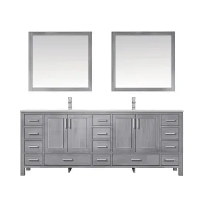 Jacques 84 Distressed Grey Double Sink Vanity Set with White Carrara Marble Top | LJ342284DDDSM34F