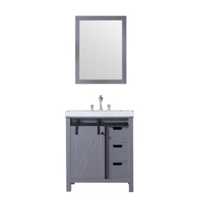 Marsyas 30 Dark Grey Single Sink Vanity Set with White Carrara Marble Top | LM342230SBBSM28F