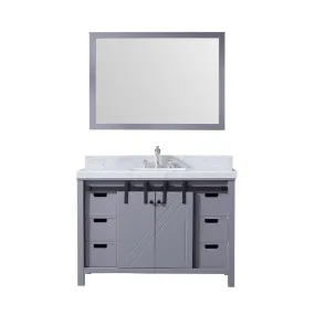 Marsyas 48 Dark Grey Single Vanity | White Carrara Marble Top | White Square Sink and 44 Mirror