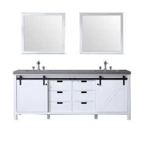 Marsyas 84 White Double Vanity Set, Grey Quartz Top | LM342284DAASM34F