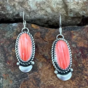 Orange Spiny Oyster Sterling Silver Earrings by Mary Tso