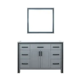 Ziva 48 Dark Grey Single Vanity, Cultured Marble Top, White Square Sink and 34 Mirror | LZV352248SBJSM34