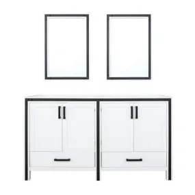 Ziva 60 Inch White Double Vanity, no Top and 22 Inch Mirrors | LZV352260SA00M22