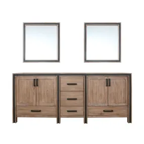 Ziva 80 Rustic Barnwood Double Vanity, no Top and 30 Mirrors | LZV352280SN00M30