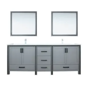 Ziva 84 Dark Grey Double Vanity Set, Cultured Marble Top | LZV352284SBJSM34F